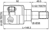 0711-RS413ATLH - INNER CV JOINT LEFT 28X38X22