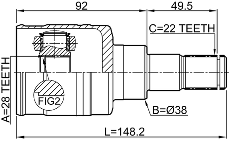 0711-RS413ATLH - INNER CV JOINT LEFT 28X38X22