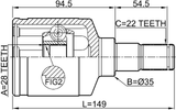 0711-RS413LH - INNER CV JOINT LEFT 28X35X22