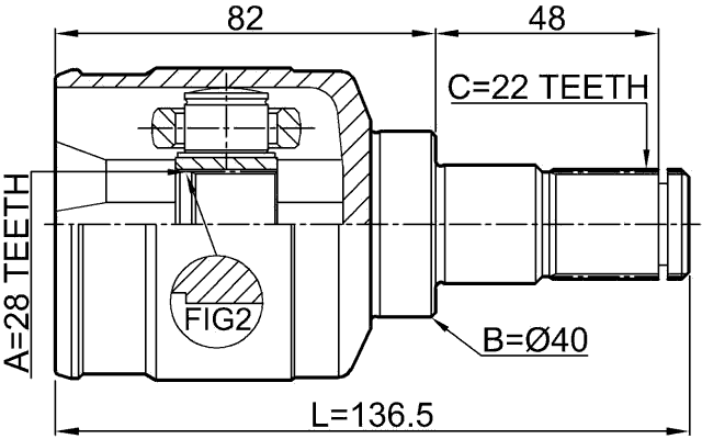 0711-RS413RH - INNER CV JOINT RIGHT 28X40X22