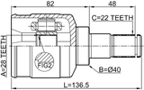 0711-RS413RH - INNER CV JOINT RIGHT 28X40X22