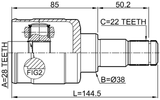 0711-RS415ATLH - INNER CV JOINT LEFT 28X38X22