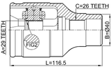 0711-SX4FRH - INNER CV JOINT RIGHT 29X40X26