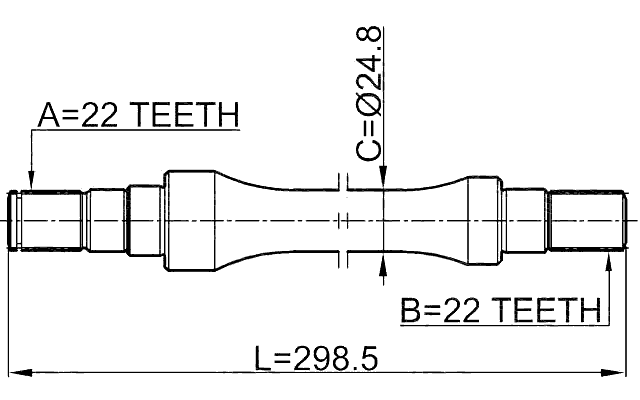 0712-BAL - AXLE HALF SHAFT RIGHT 22X298.5X22