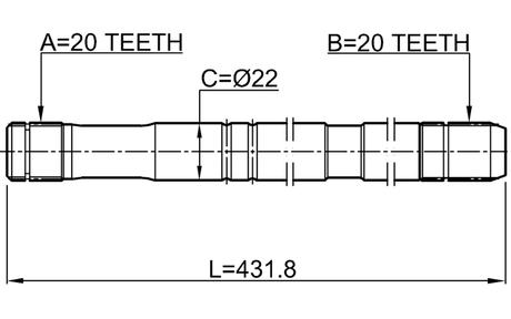 0712-RM413LH - AXLE HALF SHAFT LEFT 20X431.5X20