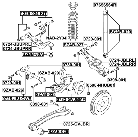 0725-JBLOWR - REAR LOWER TRANSVERSE LINK