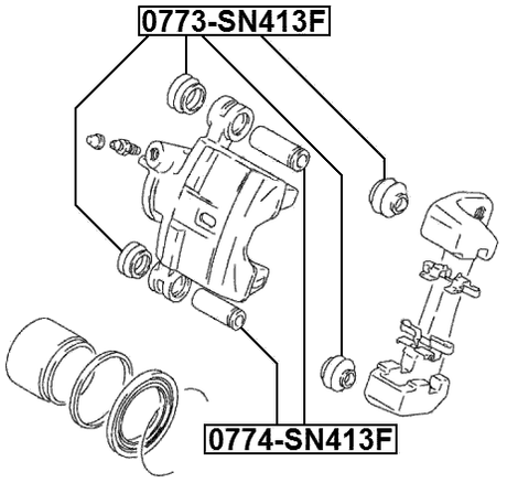 0773-SN413F - FRONT BRAKE CALIPER SLIDE PIN BOOT
