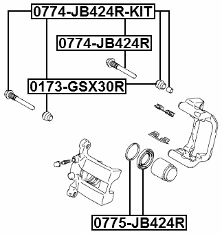 0774-JB424R - REAR CALIPER SLIDE PIN