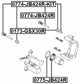 0774-JB424R - REAR CALIPER SLIDE PIN