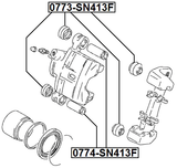 0774-SN413F - FRONT CALIPER SLIDE PIN