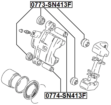 0774-SN413F - FRONT CALIPER SLIDE PIN