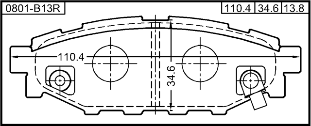 0801-B13R - PAD KIT, DISC BRAKE, REAR - KIT (WITH ANTI SQUEAL SHIM, WITH BRACKETS)
