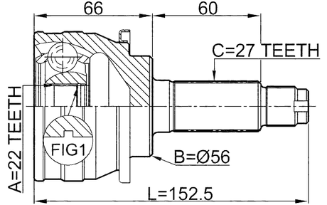 0810-007 - OUTER CV JOINT 22X56X27
