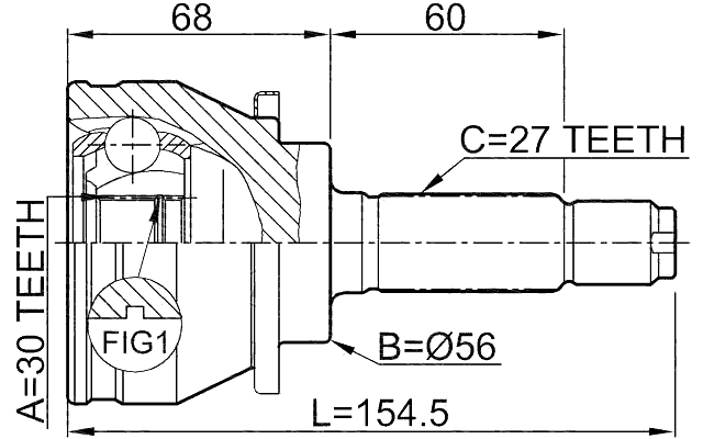 0810-008 - OUTER CV JOINT 30X56X27