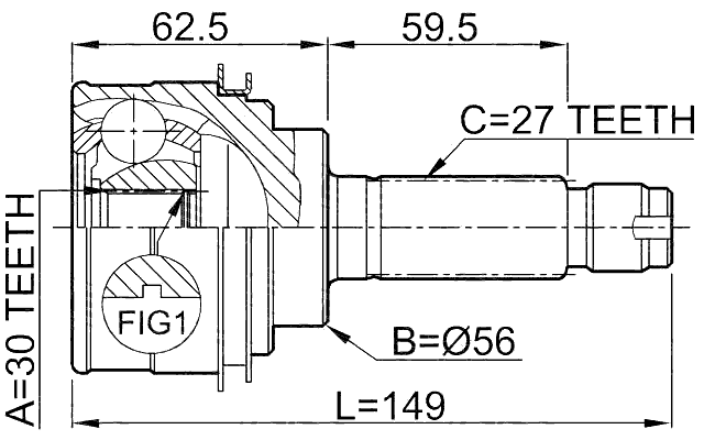 0810-026 - OUTER CV JOINT 30X56X27