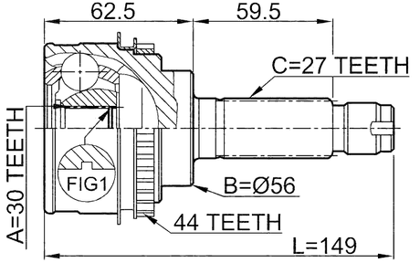 0810-026A44 - OUTER CV JOINT 30X56X27