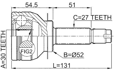 0810-B13 - OUTER CV JOINT 30X53.6X27