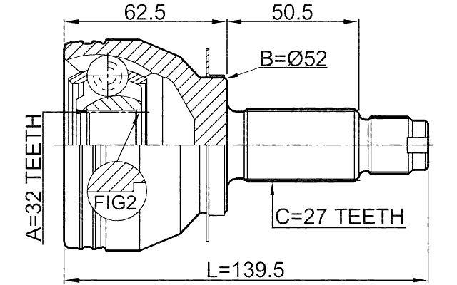 0810-B13MT - OUTER CV JOINT 32X52X27