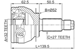 0810-B13MT - OUTER CV JOINT 32X52X27