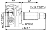 0810-B9 - OUTER CV JOINT 30X56X27