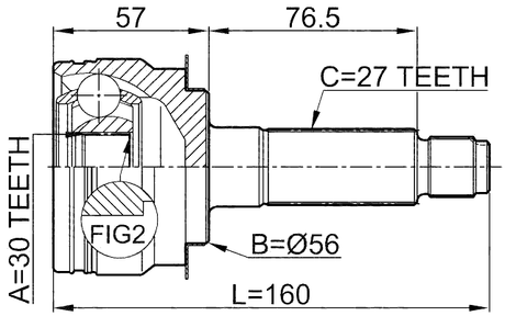 0810-B9R - OUTER CV JOINT REAR 30X56X27