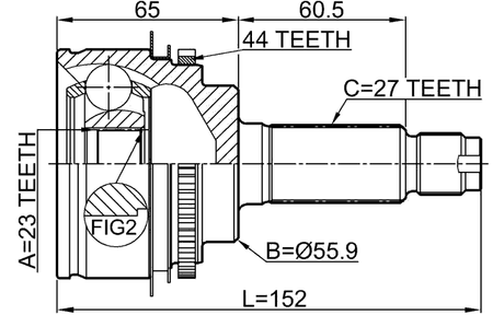 0810-S11A44 - OUTER CV JOINT 23X56X27