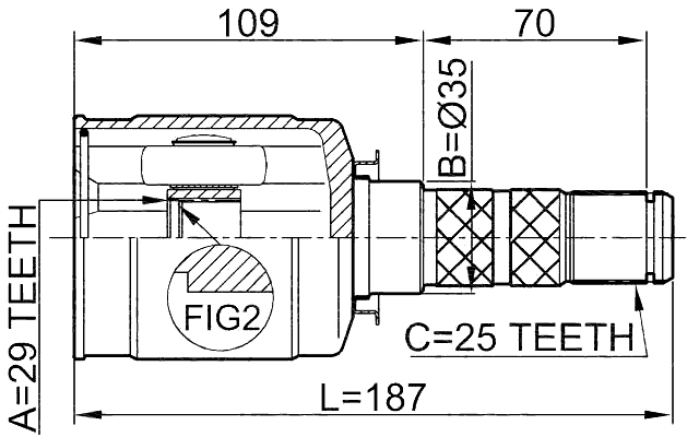 0811-B9 - INNER CV JOINT 29X35X25