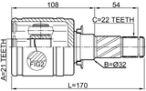 0811-G11 - INNER CV JOINT 21X32X22