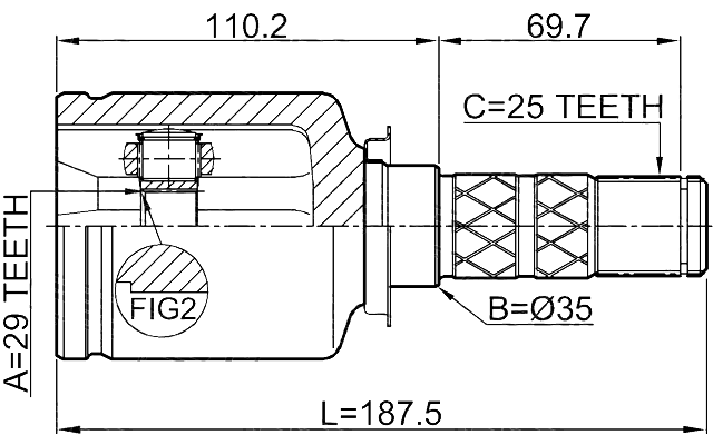 0811-G12 - INNER CV JOINT 29X35X25
