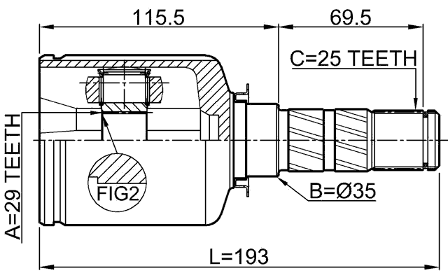 0811-S11MT - INNER CV JOINT 29X35X25