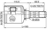 0811-S11MT - INNER CV JOINT 29X35X25