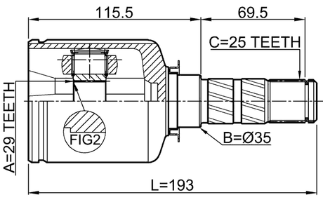 0811-S11MT - INNER CV JOINT 29X35X25
