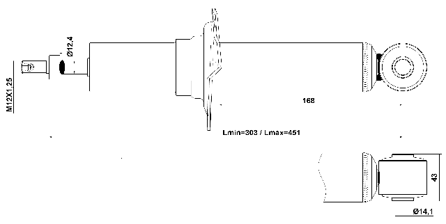 08110-001R - REAR SHOCK ABSORBER GAS.TWIN TUBE