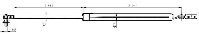 08117-002RH - TAILGATE GAS STRUT RIGHT (WITH BRACKET) L553/420N