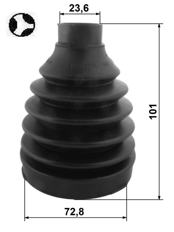 0815P-G22T - BOOT INNER CV JOINT KIT PVC 72.8X101X23.6