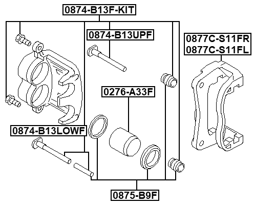 0874-B13F-KIT - FRONT CALIPER SLIDE PIN KIT