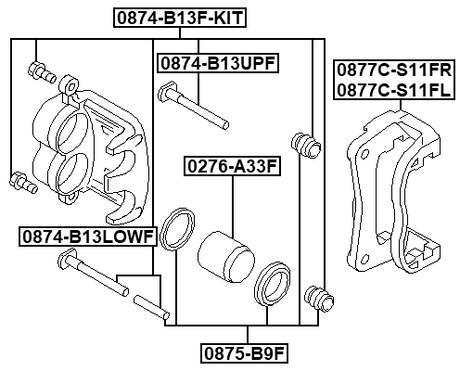 0874-B13F-KIT - FRONT CALIPER SLIDE PIN KIT