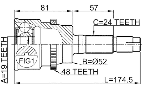 0910-012A48 - OUTER CV JOINT 19X52X24