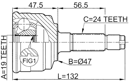 0910-014 - OUTER CV JOINT 19X47X24
