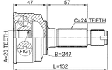 0910-025 - OUTER CV JOINT 20X47X24