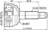 0910-M412 - OUTER CV JOINT 29X47X24