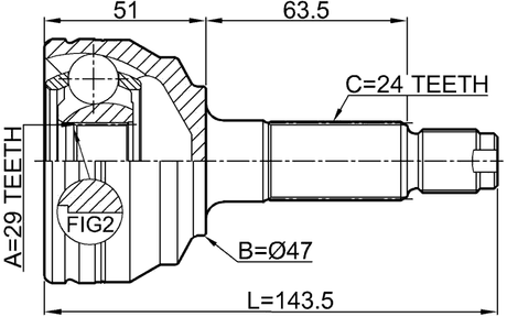 0910-M412 - OUTER CV JOINT 29X47X24