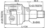 0911-M412 - INNER CV JOINT 29X45X23