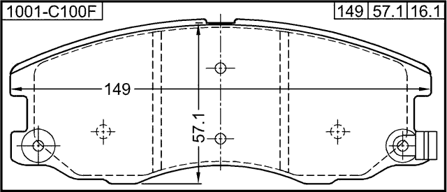 1001-C100F - PAD KIT, DISC BRAKE, FRONT - KIT (WITH ANTI SQUEAL SHIM)