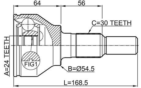 1010-C140 - OUTER CV JOINT 24X54.5X30