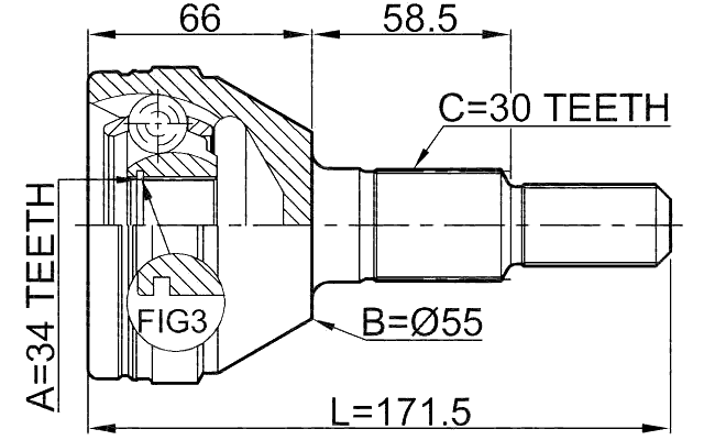 1010-CAP - OUTER CV JOINT 34X55X30