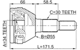 1010-CAP - OUTER CV JOINT 34X55X30