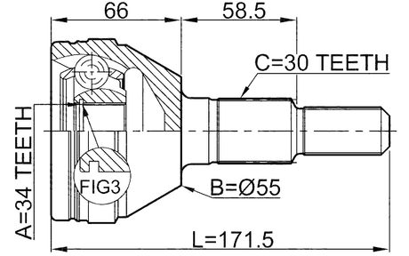 1010-CAP - OUTER CV JOINT 34X55X30