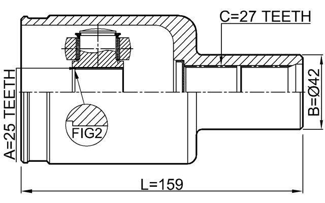 1011-C140RH - INNER CV JOINT RIGHT 25X42X27
