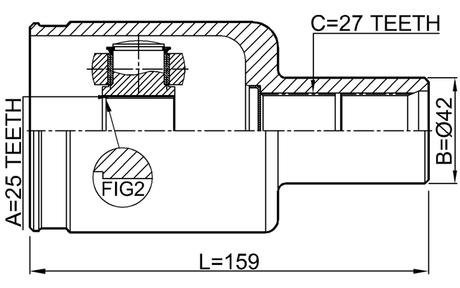 1011-C140RH - INNER CV JOINT RIGHT 25X42X27